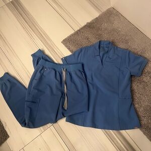 Figs Blue Women's Jogger Scrub Set Small
